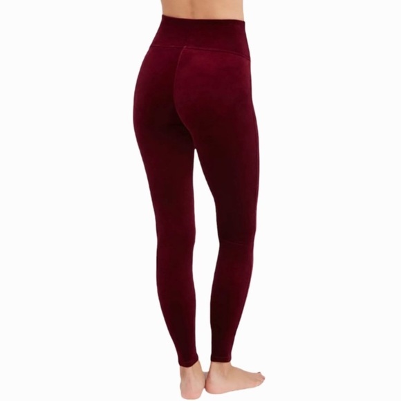 Spanx Velvet Leggings in Color Rich Burgundy - Picture 2 of 8